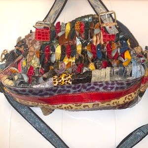 Beautiful leather patchwork unique handbag